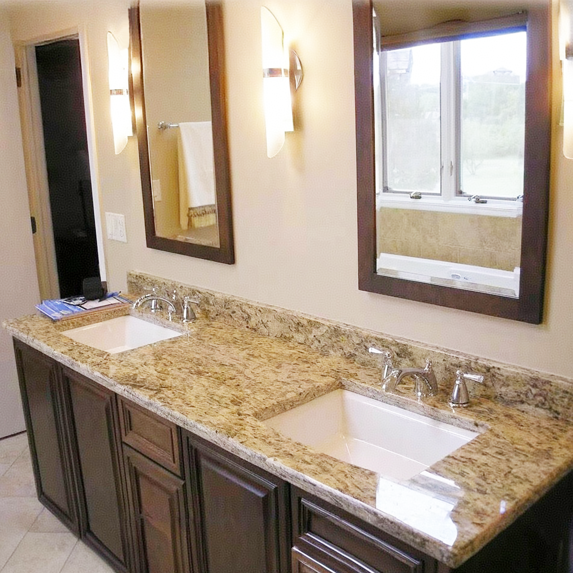 Granite Vanity Top – Custom Size for Bathroom & Hotel Sinks